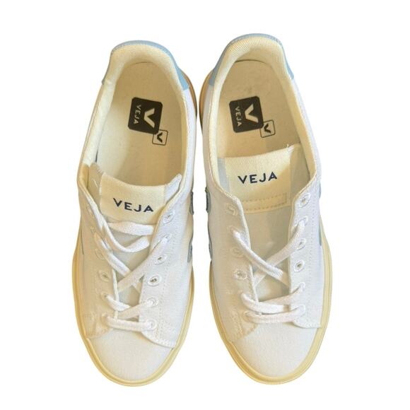 VEJA Campo Canvas Sneakers XXIII Women’s Size 6 EU 37 White Steel Light Blue EUC - Picture 7 of 10